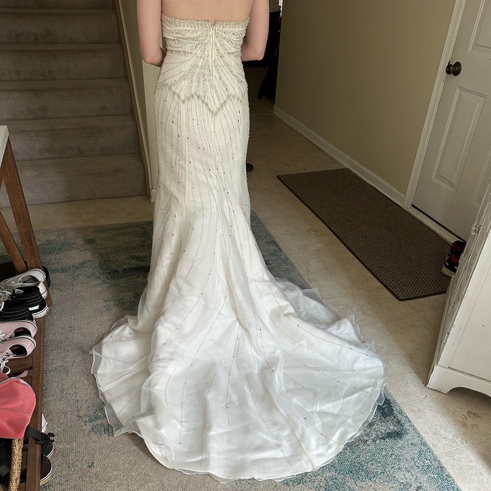 Elegant beaded ivory Wedding Dress with train - Picture 15 of 16